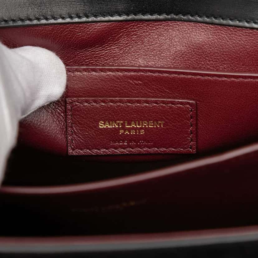 Saint Laurent Medium Calfskin and Suede Classic Monogram Cassandra Top Handle Bag Black Leather Good condition - Box View