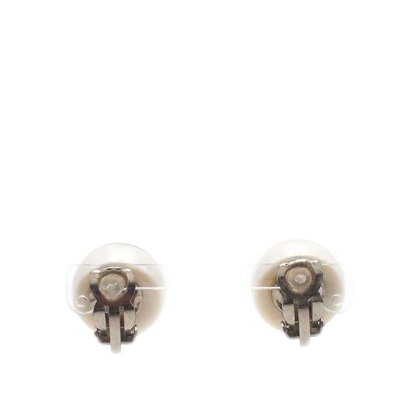 Chanel CC Resin Clip On Earrings White Good condition - Back View