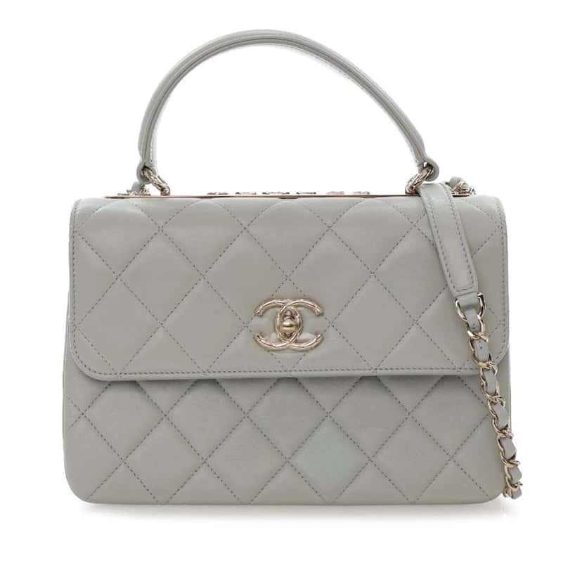 Chanel Small Lambskin Trendy CC Top Handle Flap Grey Leather Good condition - Front View