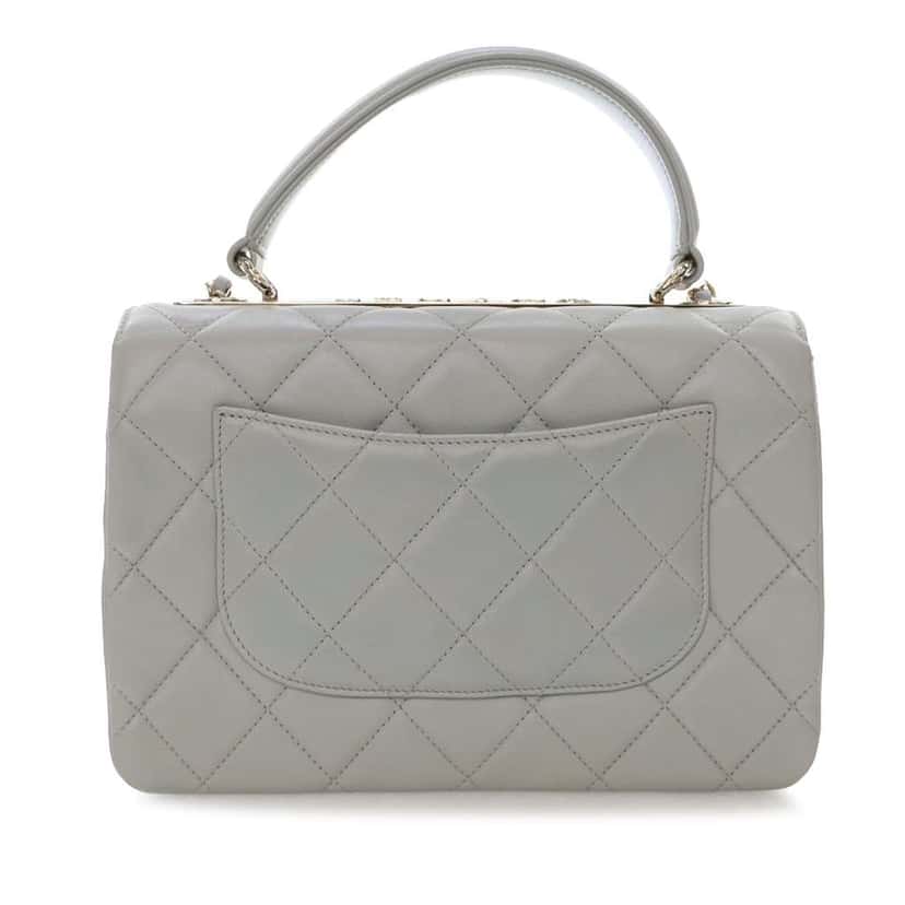 Chanel Small Lambskin Trendy CC Top Handle Flap Grey Leather Good condition - Back View