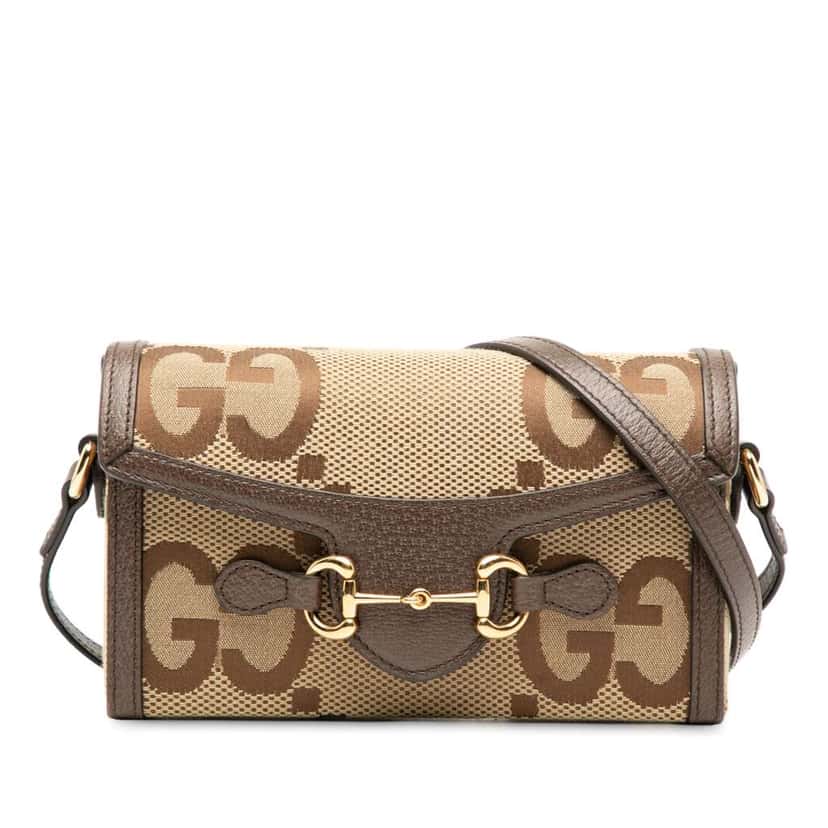 Gucci Mini Jumbo GG Canvas Horsebit 1955 Crossbody Brown Canvas Good condition - Front View