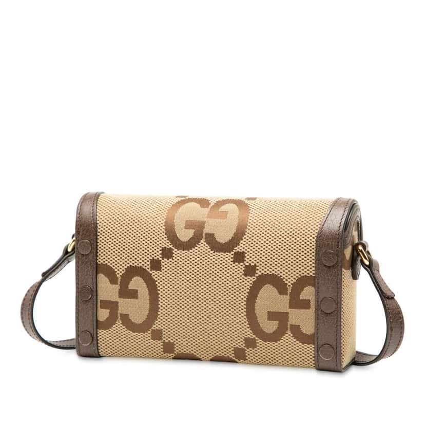 Gucci Mini Jumbo GG Canvas Horsebit 1955 Crossbody Brown Canvas Good condition - Back View