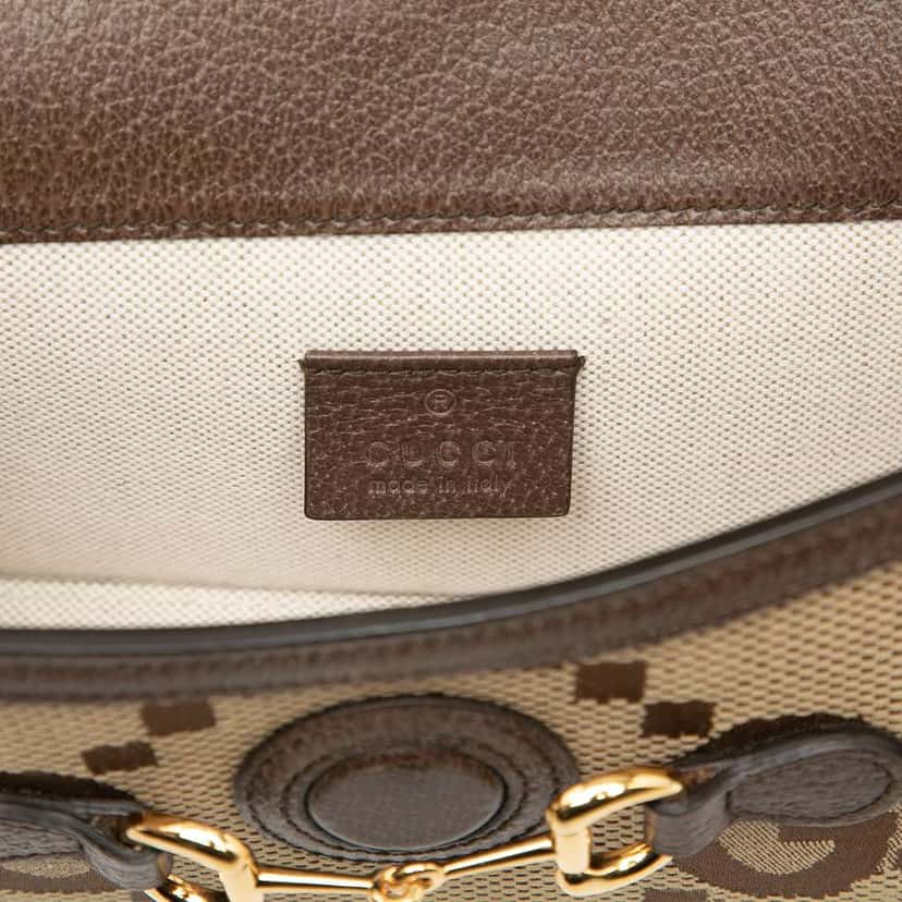 Gucci Mini Jumbo GG Canvas Horsebit 1955 Crossbody Brown Canvas Good condition - Box View