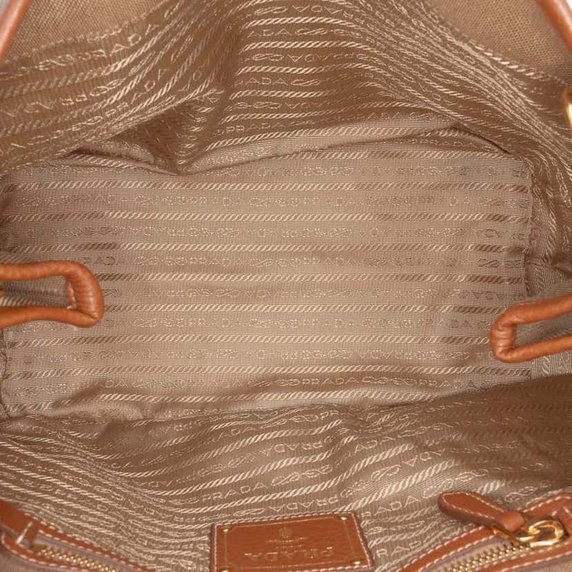 Prada Canvas Canapa Logo Bow Satchel Brown Canvas Good condition - Model View