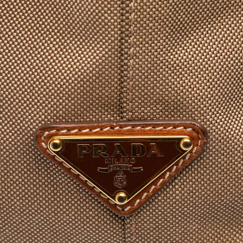 Prada Canvas Canapa Logo Bow Satchel Brown Canvas Good condition - Box View