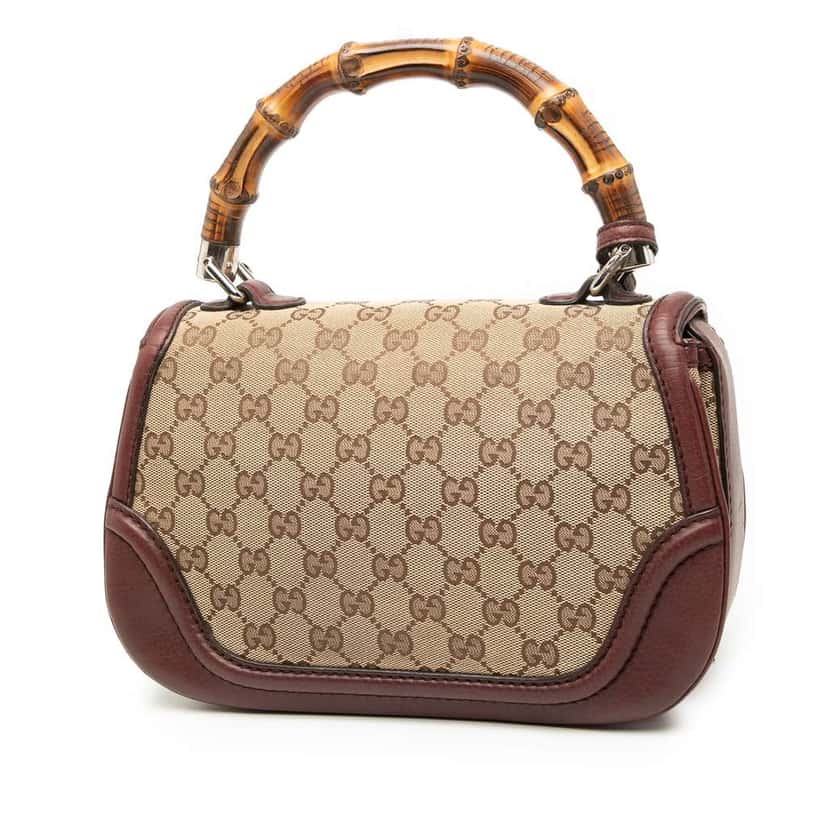 Gucci Medium GG Canvas Bamboo Top Handle Bag Brown Canvas Good condition - Back View