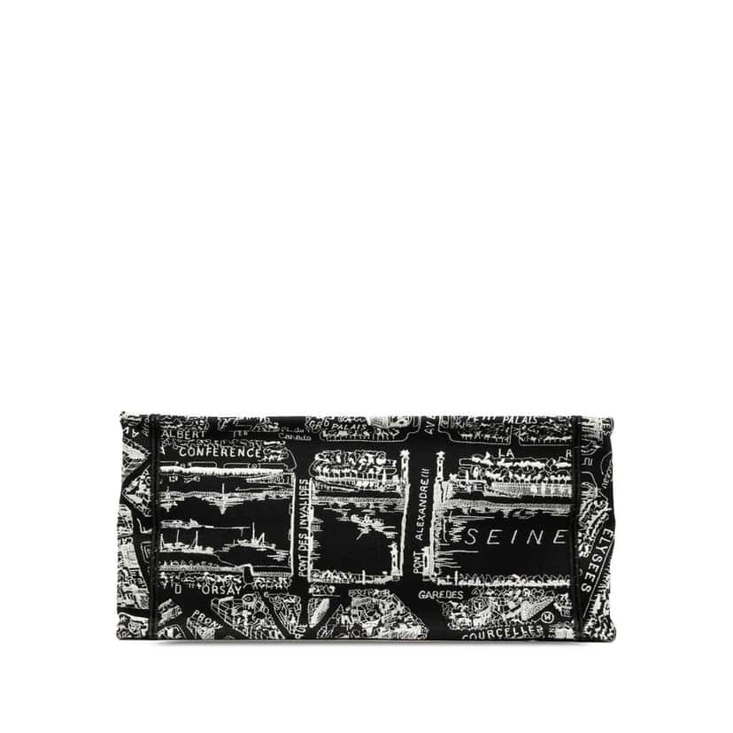 Dior Medium Canvas Embroidered Plan De Paris Book Tote Black Canvas Good condition - Inside View