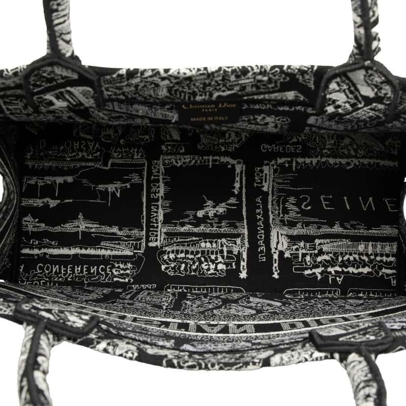 Dior Medium Canvas Embroidered Plan De Paris Book Tote Black Canvas Good condition - Model View