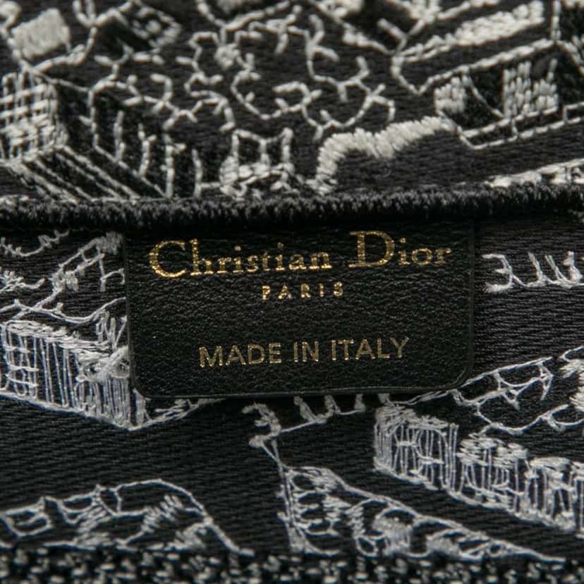 Dior Medium Canvas Embroidered Plan De Paris Book Tote Black Canvas Good condition - Box View