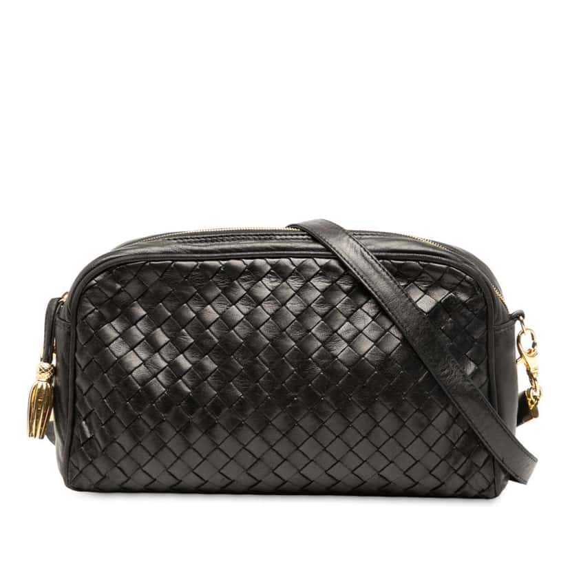 Bottega Veneta Nappa Intrecciato Crossbody Black Leather Good condition - Front View