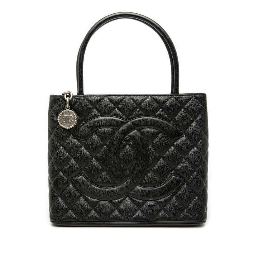 Chanel Caviar Medallion Tote Black Leather Good condition - Front View