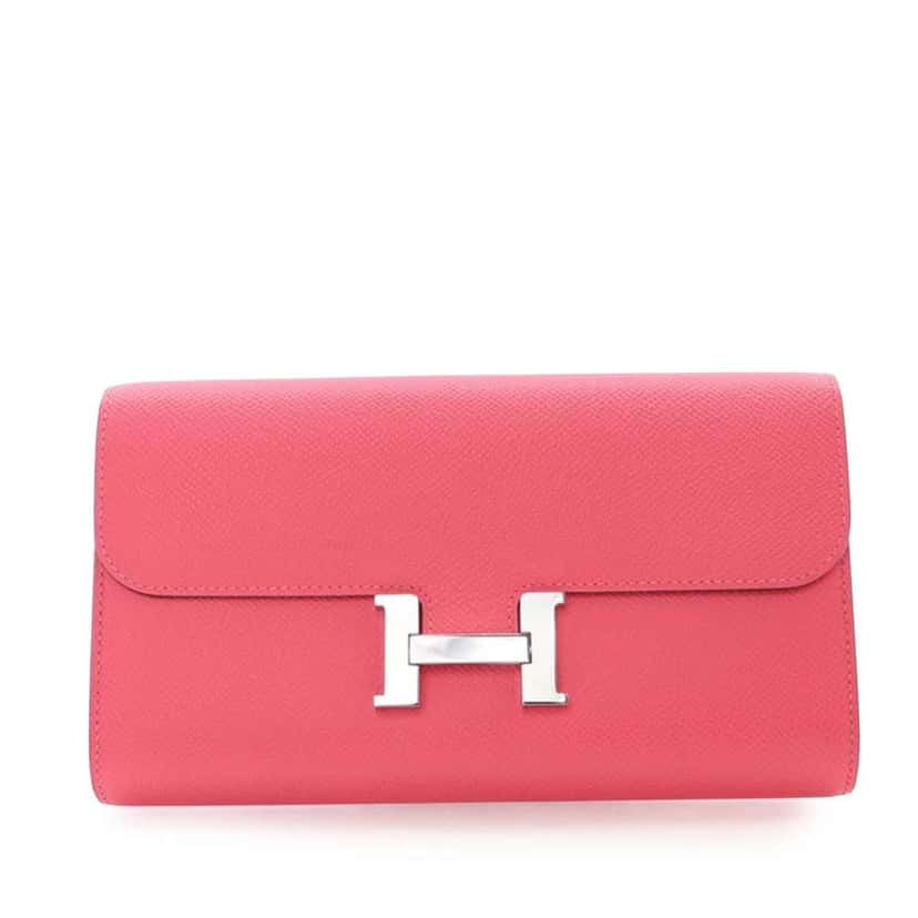 Hermès Epsom Constance Long To Go Wallet Pink Leather Good condition - Back View