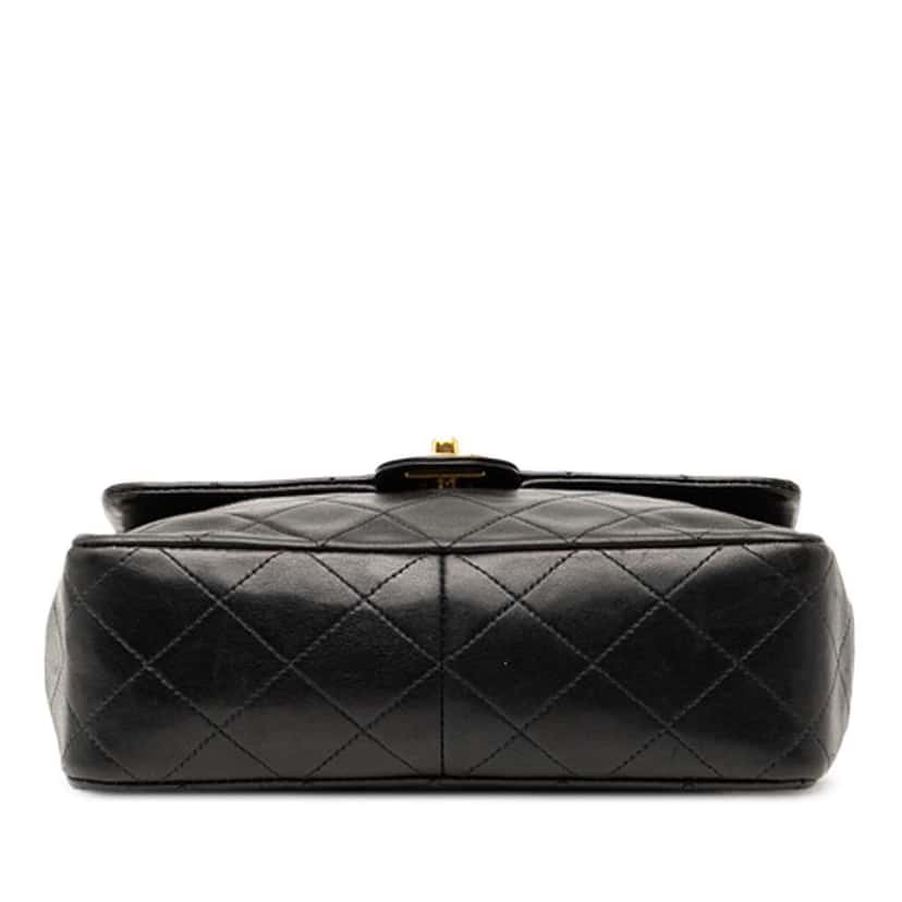 Chanel Mini Square Lambskin Straight Single Flap Black Leather Good condition - Inside View
