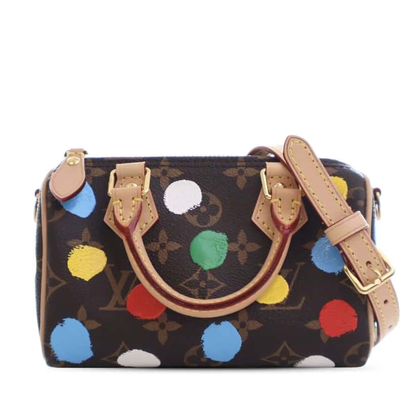 Louis Vuitton Yayoi Kusama Monogram Nano Speedy Bandouliere Brown Good condition - Front View