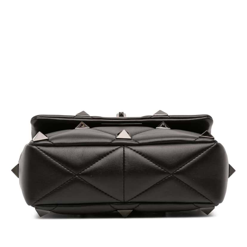 Valentino Medium Nappa Monochrome Roman Stud Satchel Black Leather Good condition - Inside View