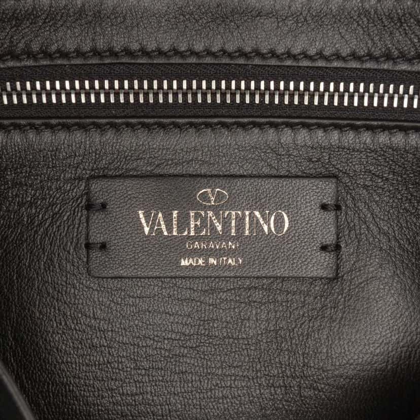 Valentino Medium Nappa Monochrome Roman Stud Satchel Black Leather Good condition - Box View