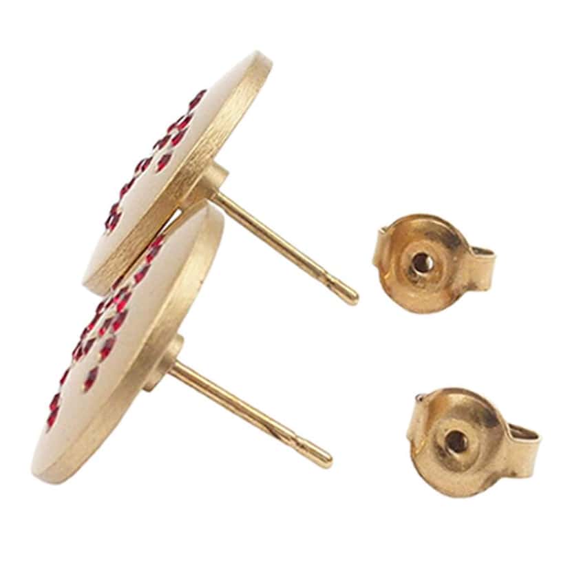 Chanel Gold Plated CC Rhinestone Round Push Back Earrings Gold Metal Good condition - Box View