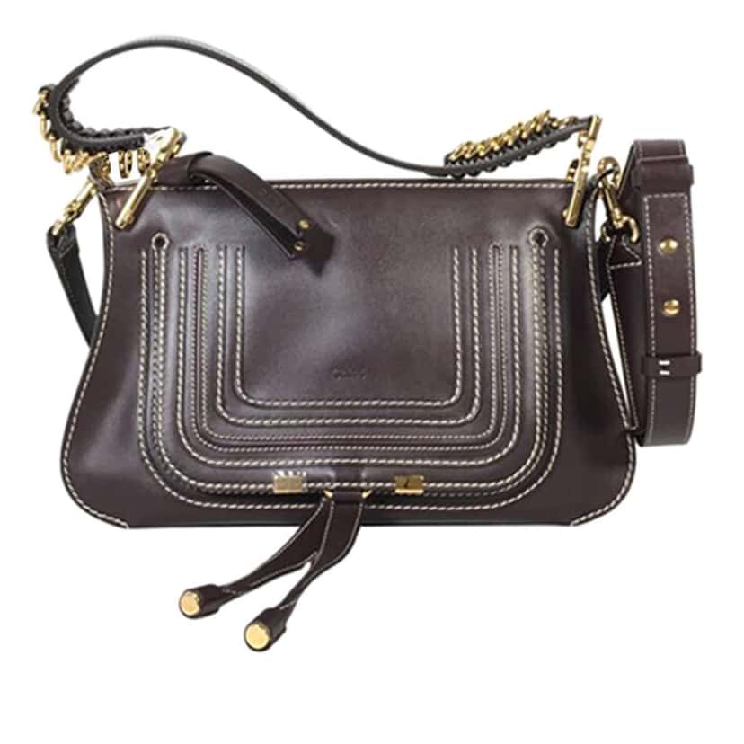Chloé Small Leather Marcie Saddle Shoulder Bag Brown Leather Good condition - Front View