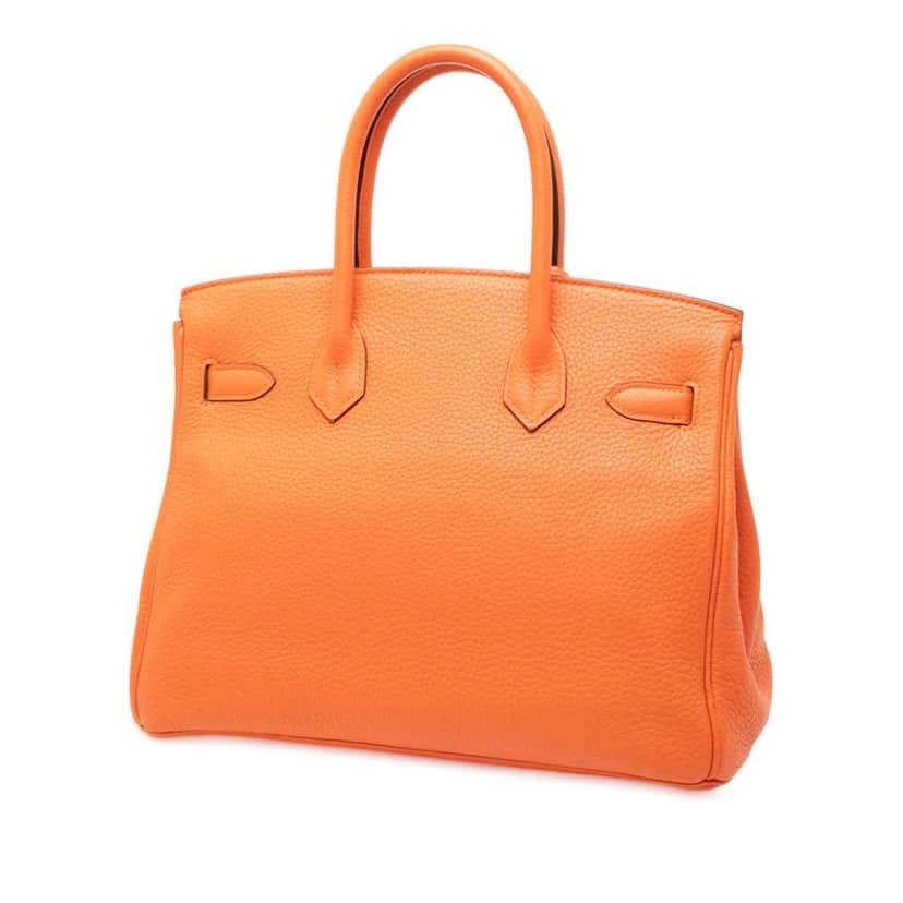 Hermès Clemence Birkin Retourne 30 Orange Leather Good condition - Back View