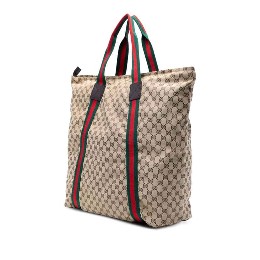 Gucci GG Canvas Web Tote Brown Canvas Good condition - Back View