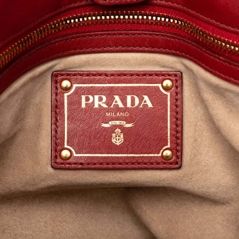 Prada Soft Calfskin Open Convertible Shopping Tote Red Leather Good condition - Box View