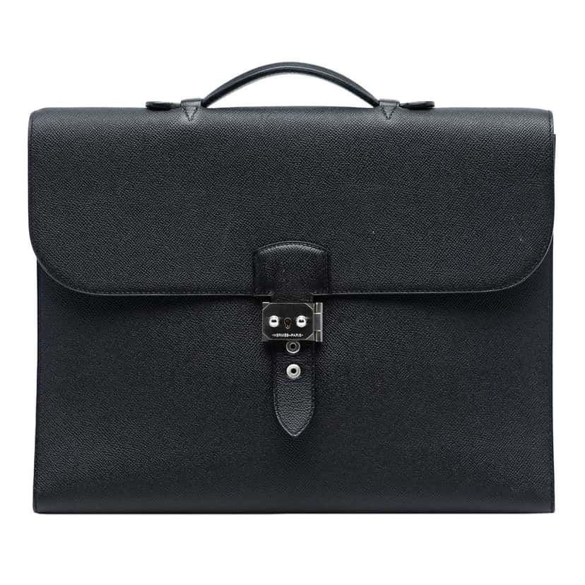 Hermès Epsom Sac A Depeches 38 Black Leather Good condition - Front View