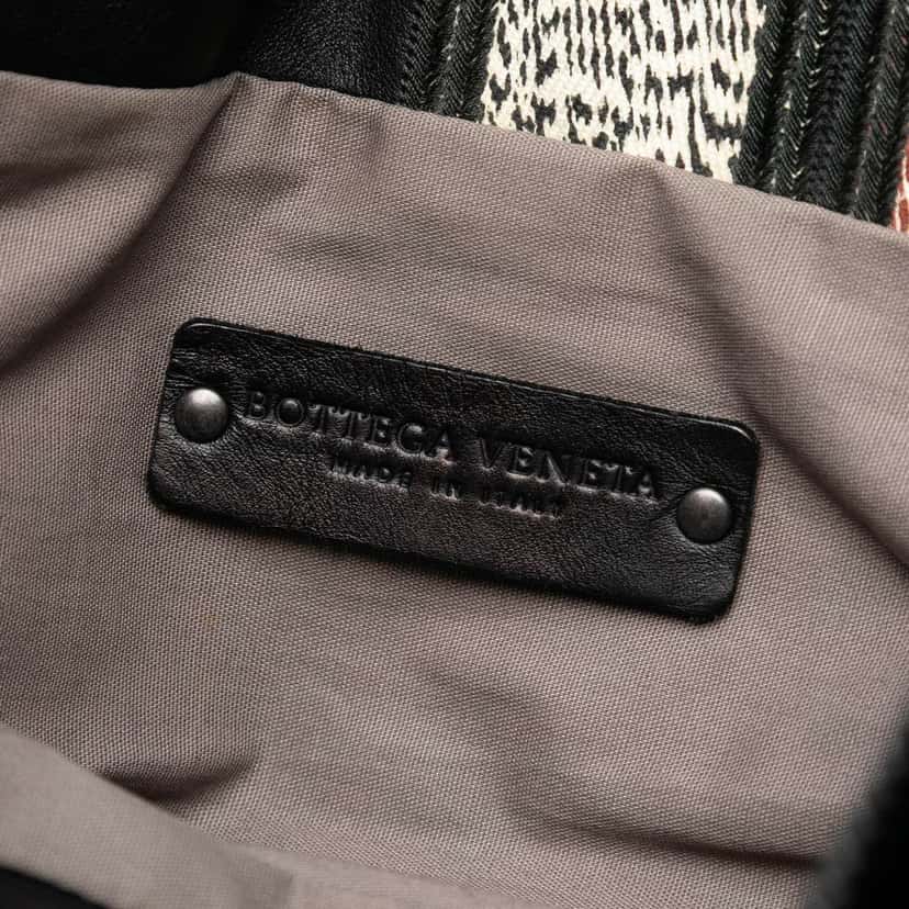 Bottega Veneta Intrecciato Trimmed Nappa Vertical Stripe Tote Black Leather Good condition - Box View