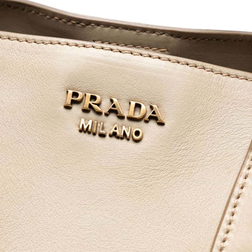 Prada Large City Calf Double Handle Shopping Tote Brown Leather Good condition - Box View