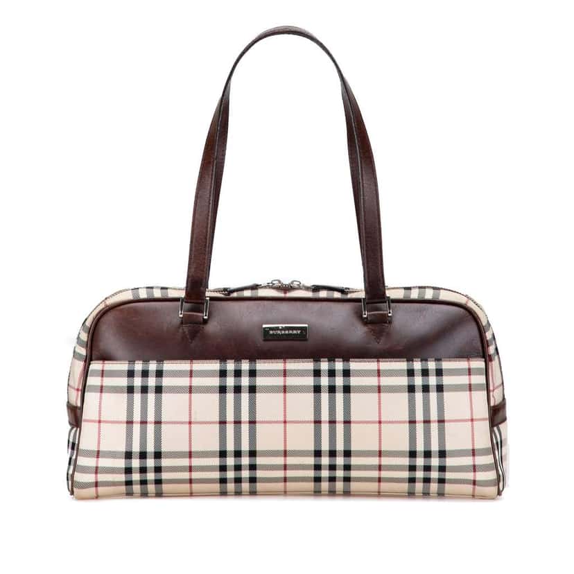 Burberry House Check Canvas Shoulder Bag Brown Canvas Good condition - Front View