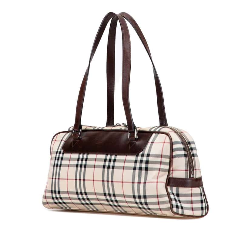Burberry House Check Canvas Shoulder Bag Brown Canvas Good condition - Back View