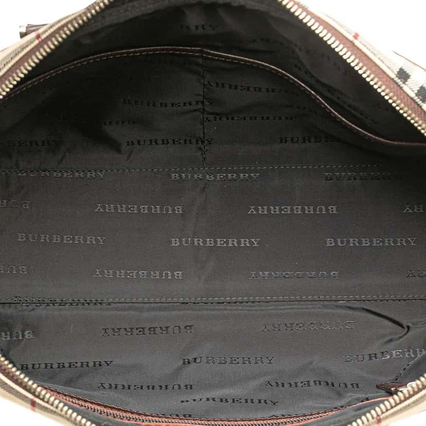 Burberry House Check Canvas Shoulder Bag Brown Canvas Good condition - Model View