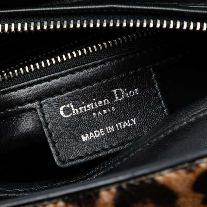 Dior Medium Pony Hair Leopard Print Lady Dior Brown Good condition - Box View