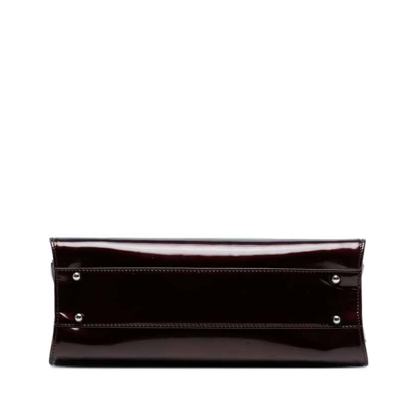 Gucci Patent Clasp Handbag Brown Leather Good condition - Inside View