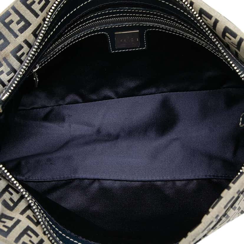Fendi Zucchino Canvas Shoulder Bag Grey Canvas Good condition - Model View