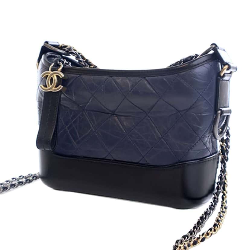 Chanel Small Bicolor Aged Calfskin Gabrielle Crossbody Blue Leather Good condition - Model View
