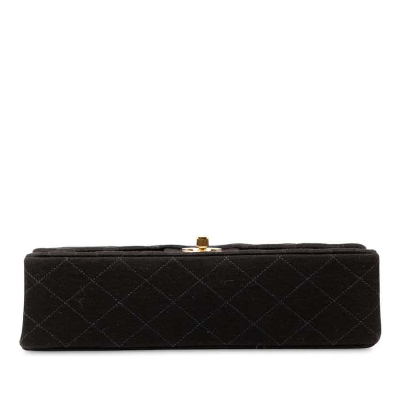 Chanel Medium Classic Jersey Bijoux Chain Double Flap Black Cotton Good condition - Inside View