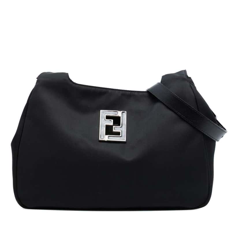 Fendi Nylon FF Shoulder Bag Black Good condition - Front View