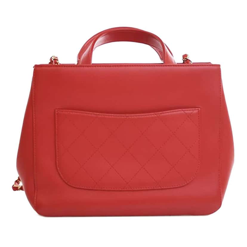Chanel Small Lambskin CC Mania Shopping Tote Red Leather Good condition - Back View