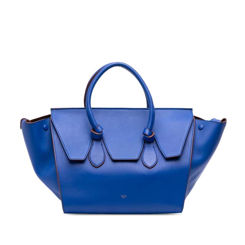 Celine Medium Smooth Calfskin Tie Knot Tote Blue Leather Good condition - Front View