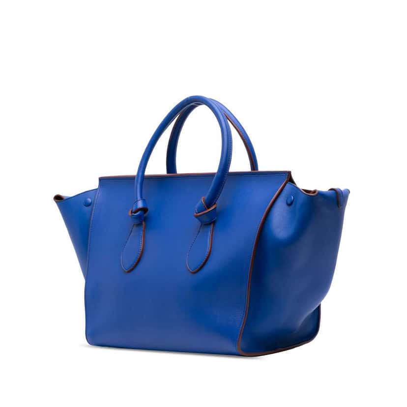 Celine Medium Smooth Calfskin Tie Knot Tote Blue Leather Good condition - Back View