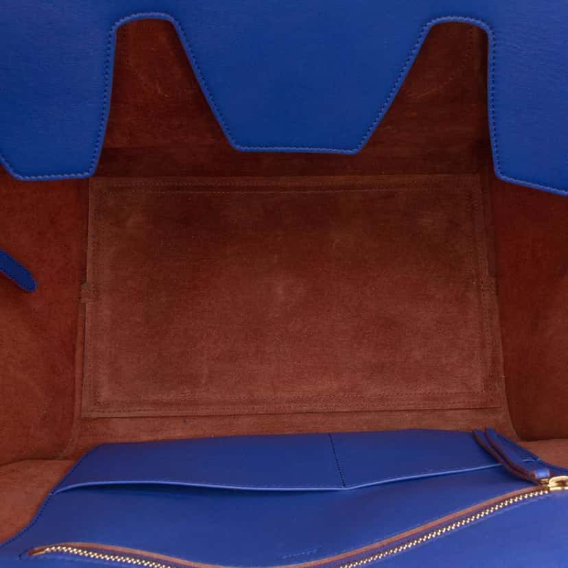 Celine Medium Smooth Calfskin Tie Knot Tote Blue Leather Good condition - Model View