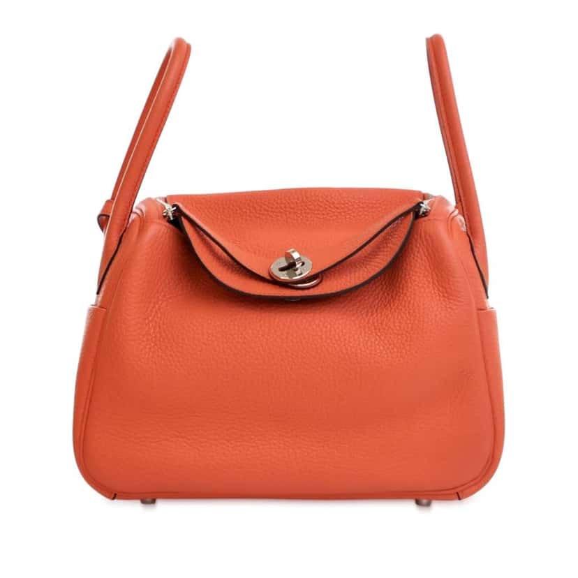 Hermès Clemence Lindy 26 Orange Leather Good condition - Front View