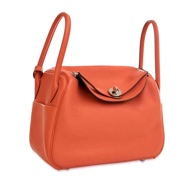 Hermès Clemence Lindy 26 Orange Leather Good condition - Back View