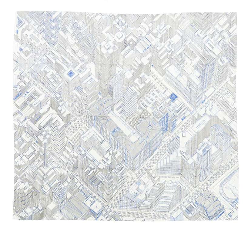 Hermès Pantin City Silk Scarf 90 White Silk Good condition - Front View