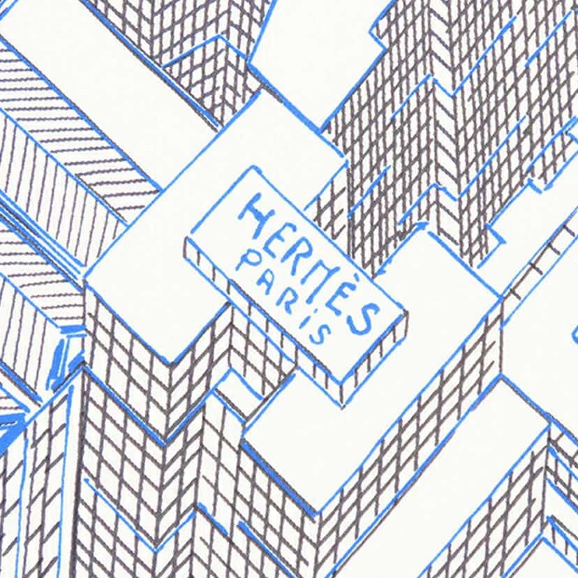 Hermès Pantin City Silk Scarf 90 White Silk Good condition - Model View