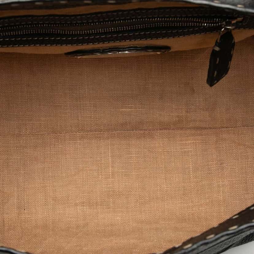 Fendi Leather Selleria Grand Borghese Handbag Black Leather Good condition - Model View