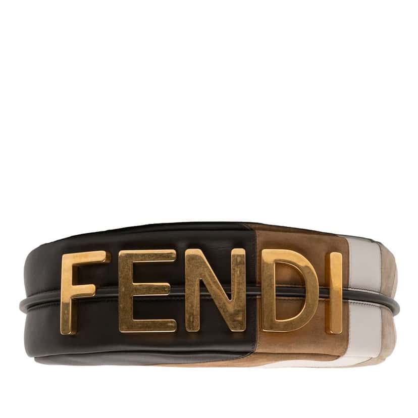 Fendi Small Calfskin and Suede Rainbow Fendigraphy Brown Leather Good condition - Inside View