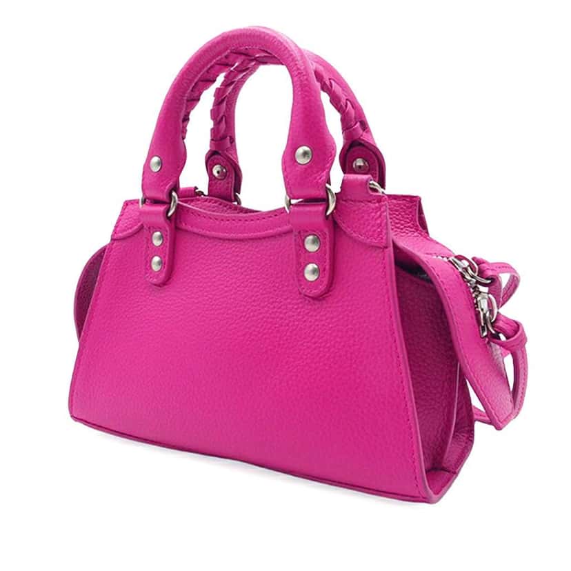 Balenciaga Nano Grained Calfskin Neo Classic City Satchel Pink Leather Good condition - Back View