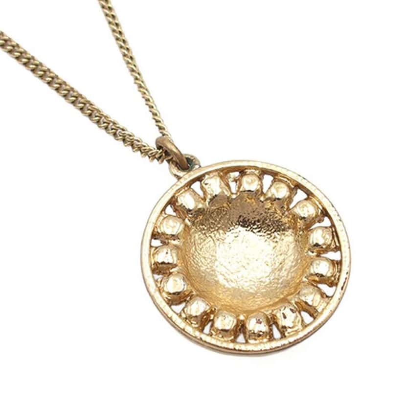 Chanel CC Gold Plated Round Pendant Necklace Gold Metal Good condition - Inside View