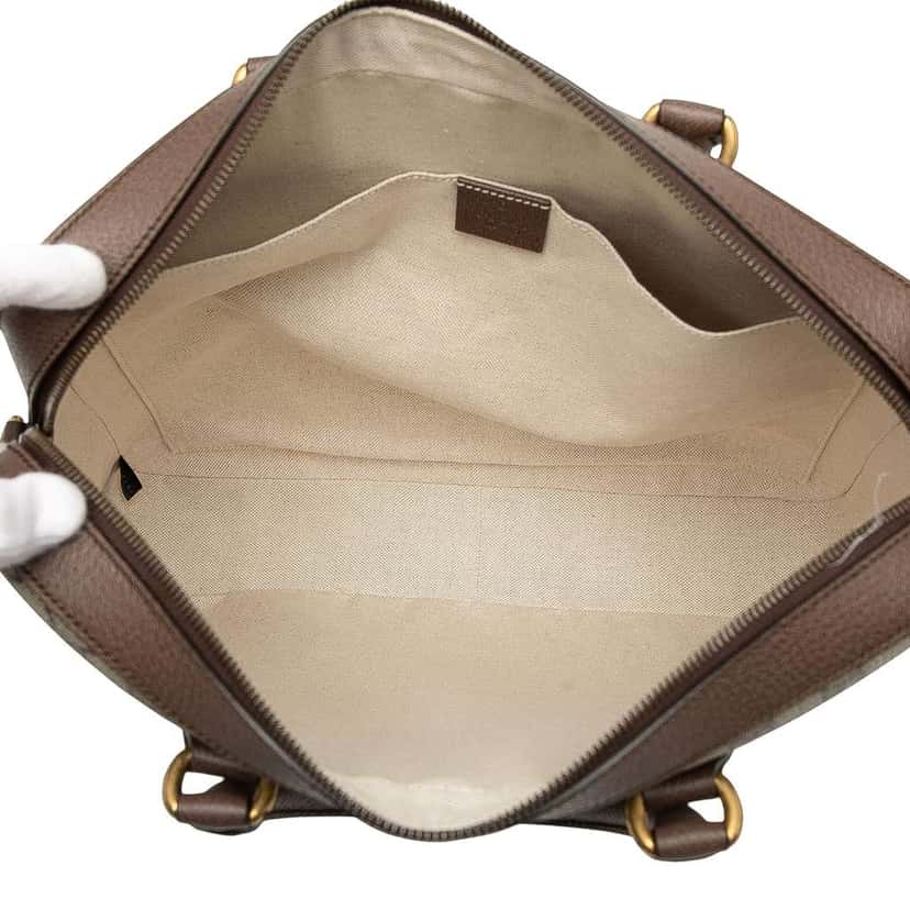 Gucci GG Supreme Ophidia Web Briefcase Brown Canvas Good condition - Model View